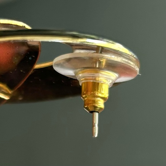 VINTAGE 1980’s Emerald Linked Circular Drop Post Stud Pierced Ear Earrings - Picture 6 of 6